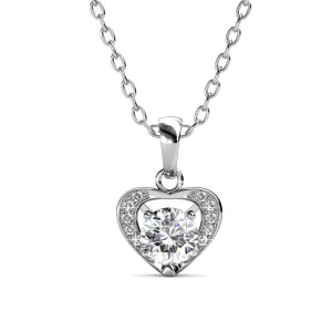 Luxe Swarovski Schmuck Amberly 18k Weißgold vergoldetes Herz-Anhänger Halskette mit Solitär runden Swarovski Kristallen