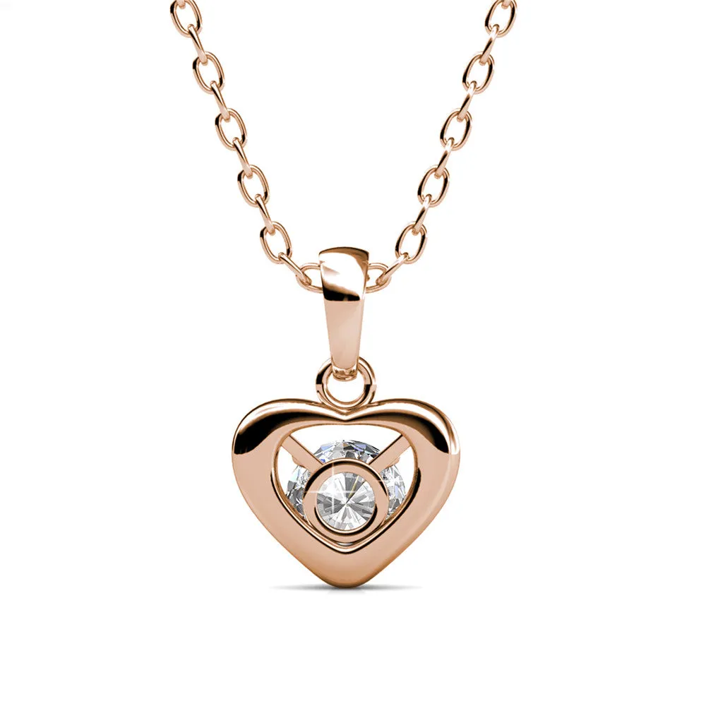 Luxe Swarovski Schmuck Amberly 18k Weißgold vergoldetes Herz-Anhänger Halskette mit Solitär runden Swarovski Kristallen