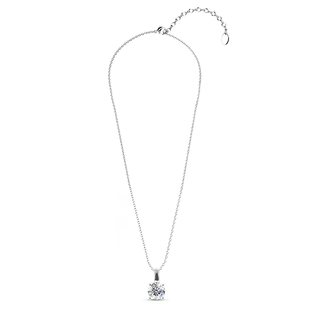 Luxus Swarovski Schmuck Araylia Halskette aus 18 Karat Weißgold mit Solitär rundgeschliffenem Swarovski Kristall