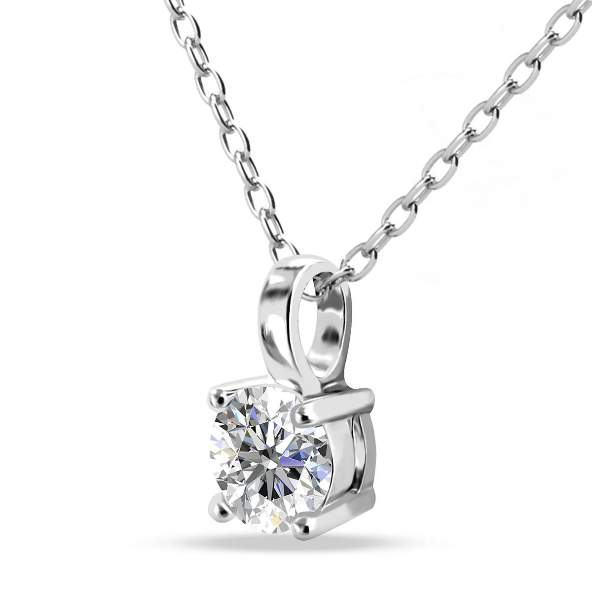 Luxus Swarovski Schmuck Araylia Halskette aus 18 Karat Weißgold mit Solitär rundgeschliffenem Swarovski Kristall