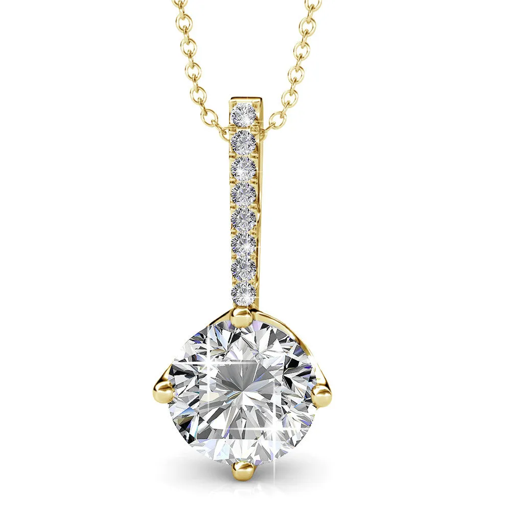 Luxe Swarovski Schmuck Blythe 18k Weißgold vergoldetes Diamant-Solitär Anhänger Halskette mit Swarovski Kristallen — Endgültiger Verkauf
