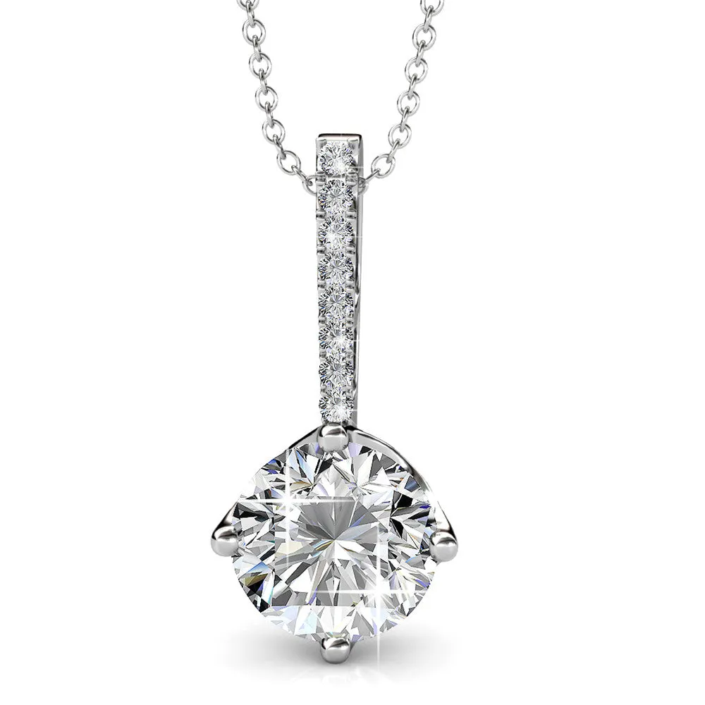 Luxe Swarovski Schmuck Blythe 18k Weißgold vergoldetes Diamant-Solitär Anhänger Halskette mit Swarovski Kristallen — Endgültiger Verkauf