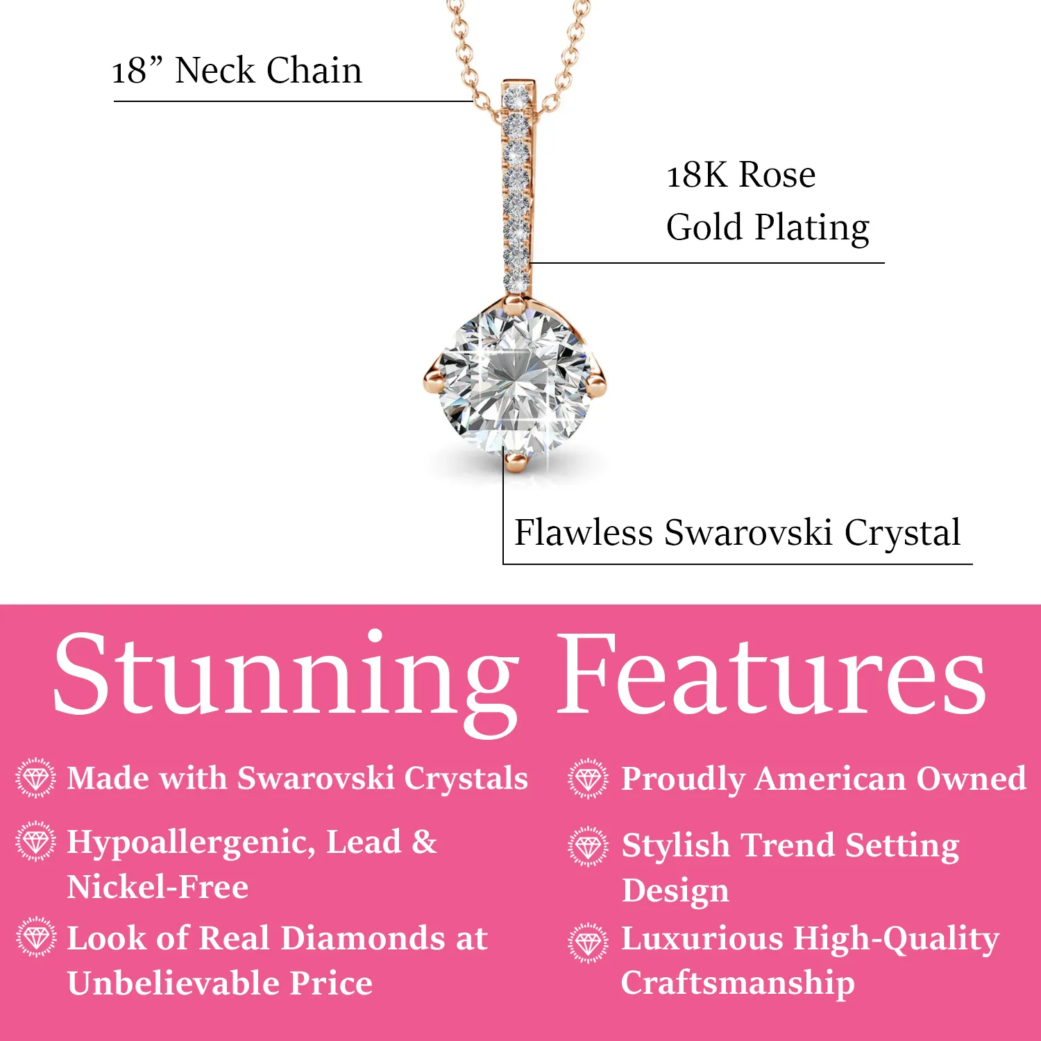 Luxe Swarovski Schmuck Blythe 18k Weißgold vergoldetes Diamant-Solitär Anhänger Halskette mit Swarovski Kristallen — Endgültiger Verkauf