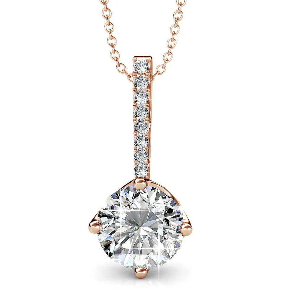 Luxe Swarovski Schmuck Blythe 18k Weißgold vergoldetes Diamant-Solitär Anhänger Halskette mit Swarovski Kristallen — Endgültiger Verkauf
