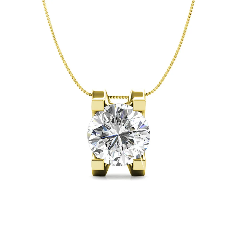 Luxus Swarovski Schmuck Clara Anhänger Halskette aus 18 Karat Weißgold mit Solitär rundgeschliffenem Swarovski Kristall