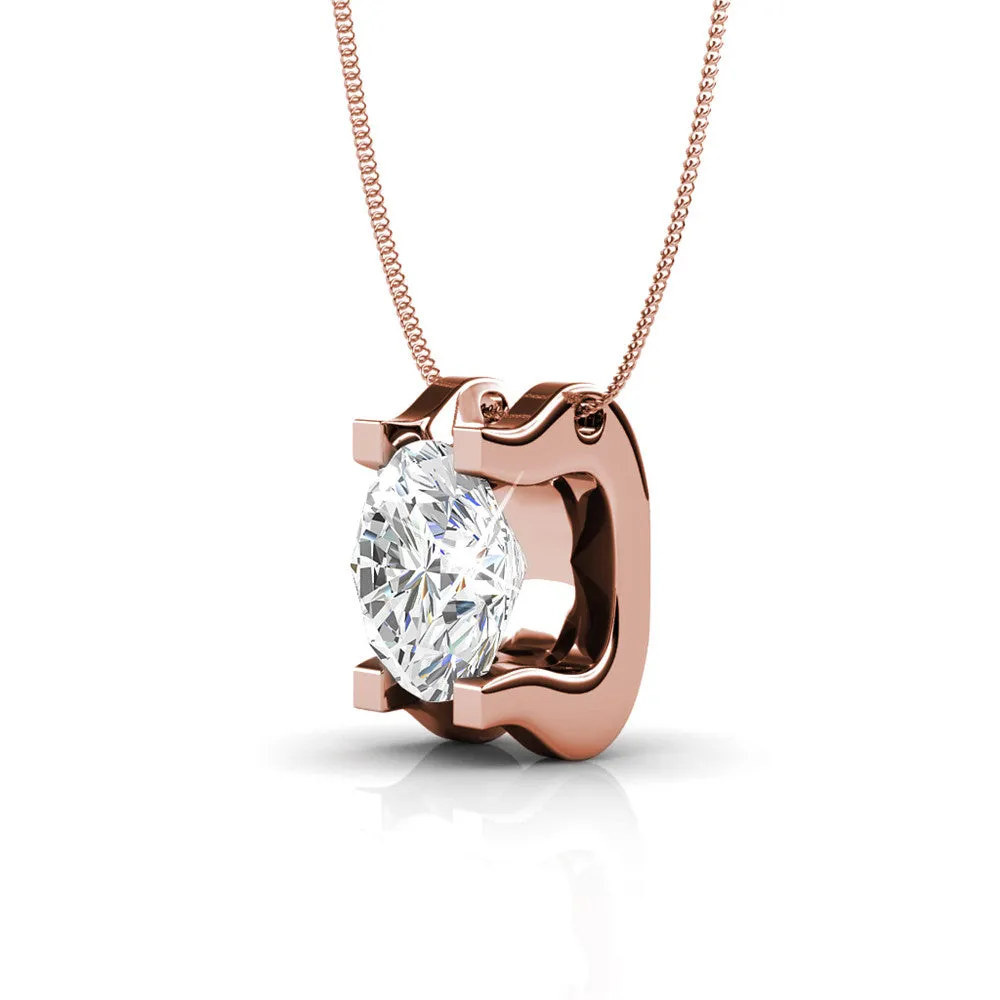 Luxus Swarovski Schmuck Clara Anhänger Halskette aus 18 Karat Weißgold mit Solitär rundgeschliffenem Swarovski Kristall