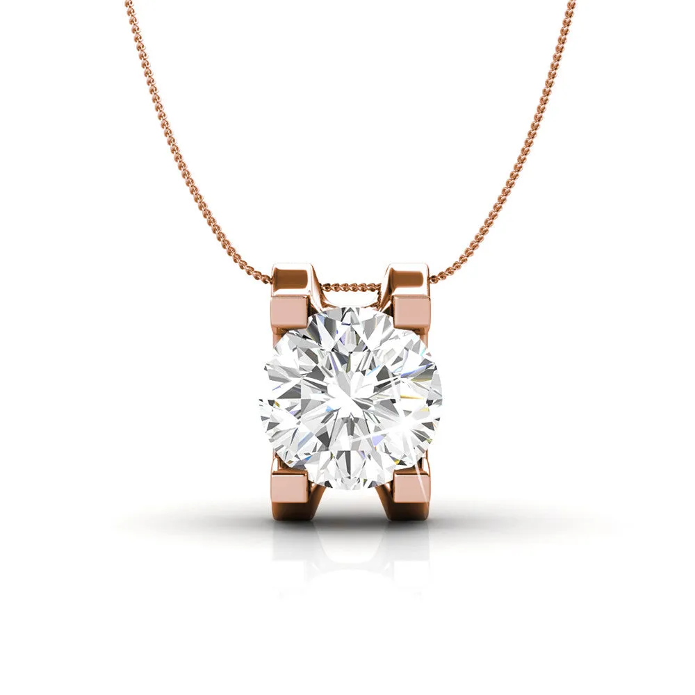 Luxus Swarovski Schmuck Clara Anhänger Halskette aus 18 Karat Weißgold mit Solitär rundgeschliffenem Swarovski Kristall