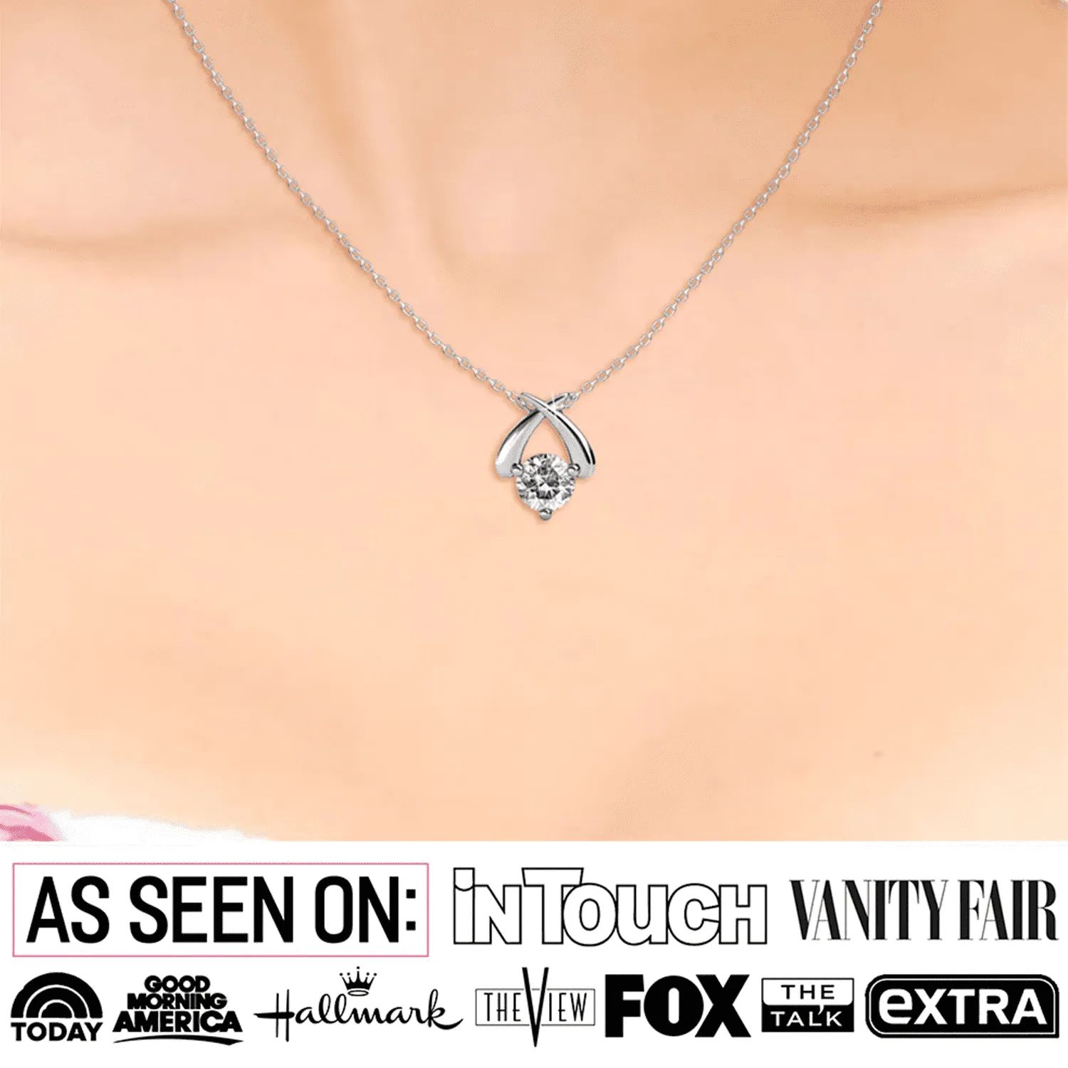 Luxe Swarovski Schmuck Eloise 18k Weißgold Pendant Halskette mit Rundschliff Swarovski Kristall