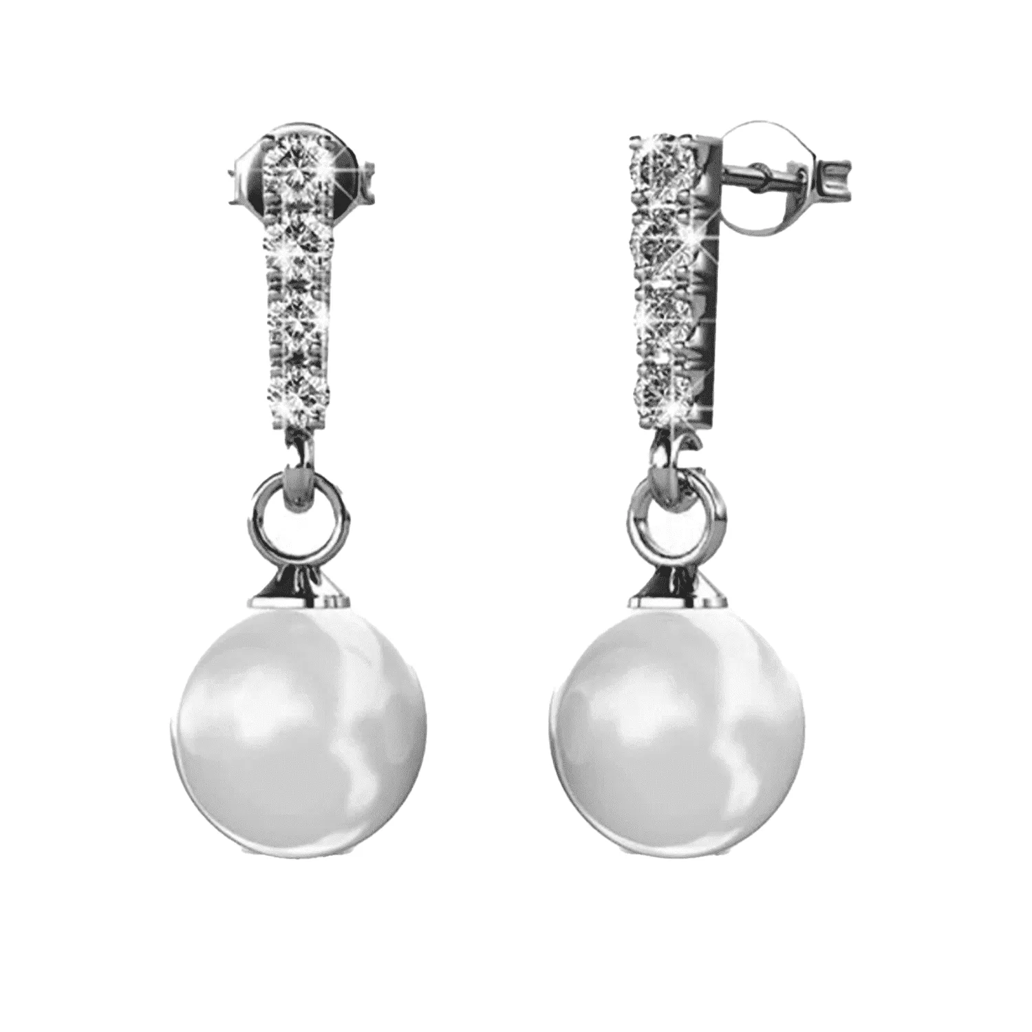 Luxus Swarovski Schmuck Gabrielle 18k Weißgold Perlen Ohrringe und Halskette Set mit Swarovski Kristallen