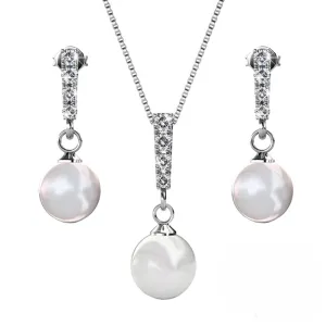 Luxus Swarovski Schmuck Gabrielle 18k Weißgold Perlen Ohrringe und Halskette Set mit Swarovski Kristallen