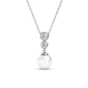 Luxus Swarovski Schmuck Genevieve 18k Weißgold Perlenanhänger Halskette mit Swarovski Kristallen