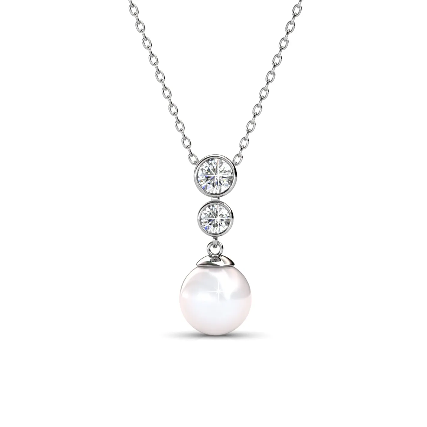 Luxus Swarovski Schmuck Genevieve 18k Weißgold Perlenanhänger Halskette mit Swarovski Kristallen