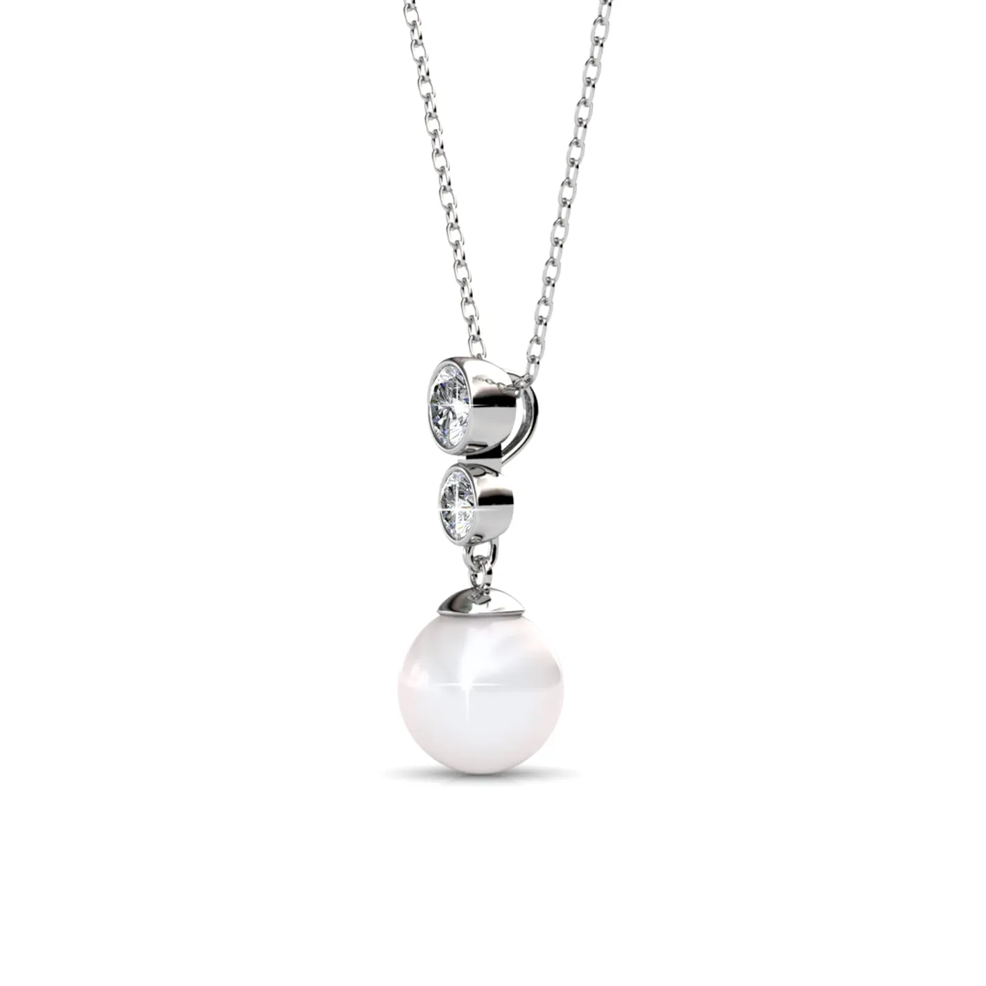 Luxus Swarovski Schmuck Genevieve 18k Weißgold Perlenanhänger Halskette mit Swarovski Kristallen