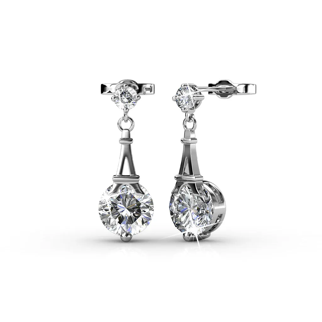 Luxus Swarovski Schmuck Isla 18k Weißgold beschichtetes Halsketten- und Ohrring-Set mit Swarovski Kristallen