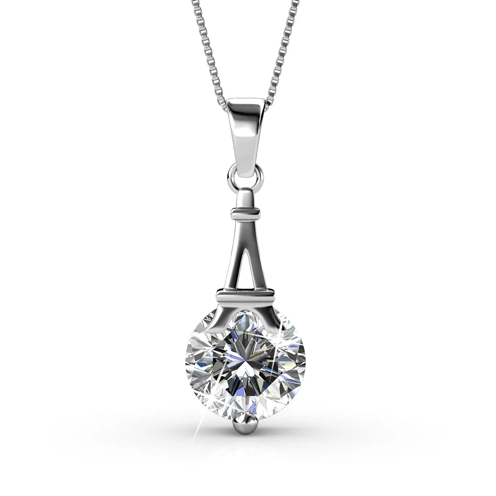 Luxus Swarovski Schmuck Isla 18k Weißgold beschichtetes Halsketten- und Ohrring-Set mit Swarovski Kristallen