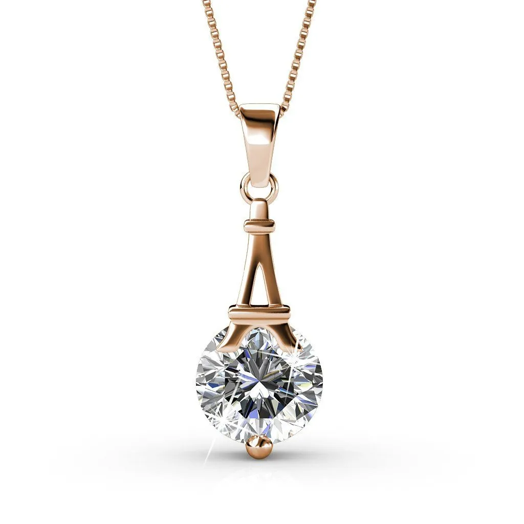 Luxus Swarovski Schmuck Isla Anhänger Halskette aus 18 Karat Weißgold mit rundem Swarovski Kristall