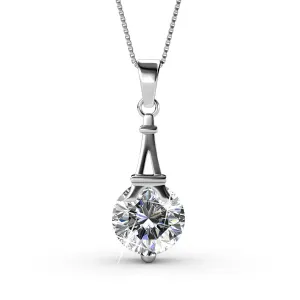 Luxus Swarovski Schmuck Isla Anhänger Halskette aus 18 Karat Weißgold mit rundem Swarovski Kristall