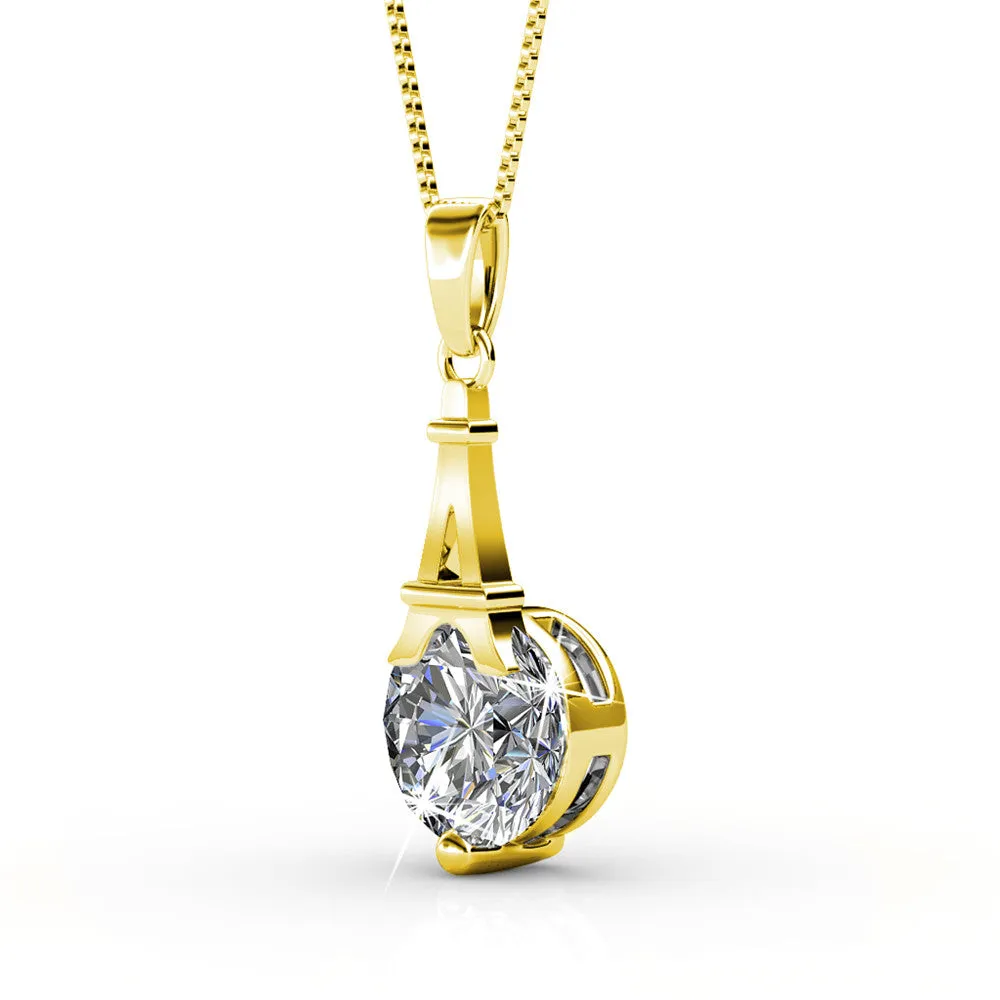 Luxus Swarovski Schmuck Isla Anhänger Halskette aus 18 Karat Weißgold mit rundem Swarovski Kristall