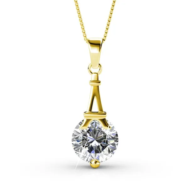 Luxus Swarovski Schmuck Isla Anhänger Halskette aus 18 Karat Weißgold mit rundem Swarovski Kristall