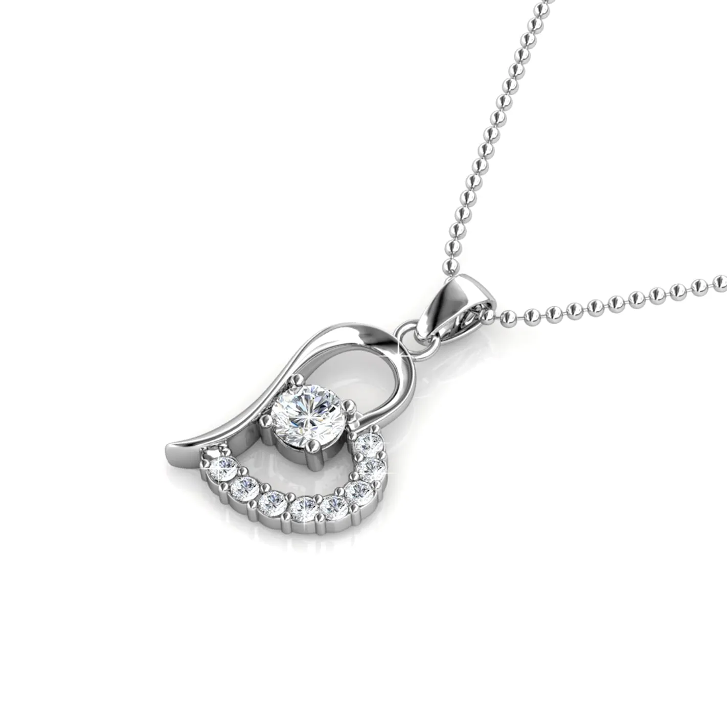 Luxe Swarovski Schmuck Laila 18k Weißgold Anhänger Halskette mit Swarovski Kristallen