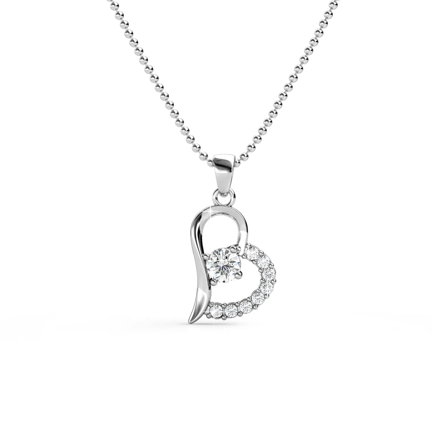 Luxe Swarovski Schmuck Laila 18k Weißgold Anhänger Halskette mit Swarovski Kristallen