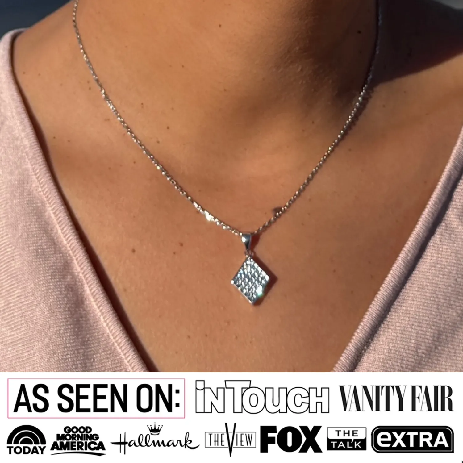 Luxe Swarovski Schmuck Lennon 18 Karat Weißgold Diamantförmiges Anhängerhalskette mit Swarovski Kristall