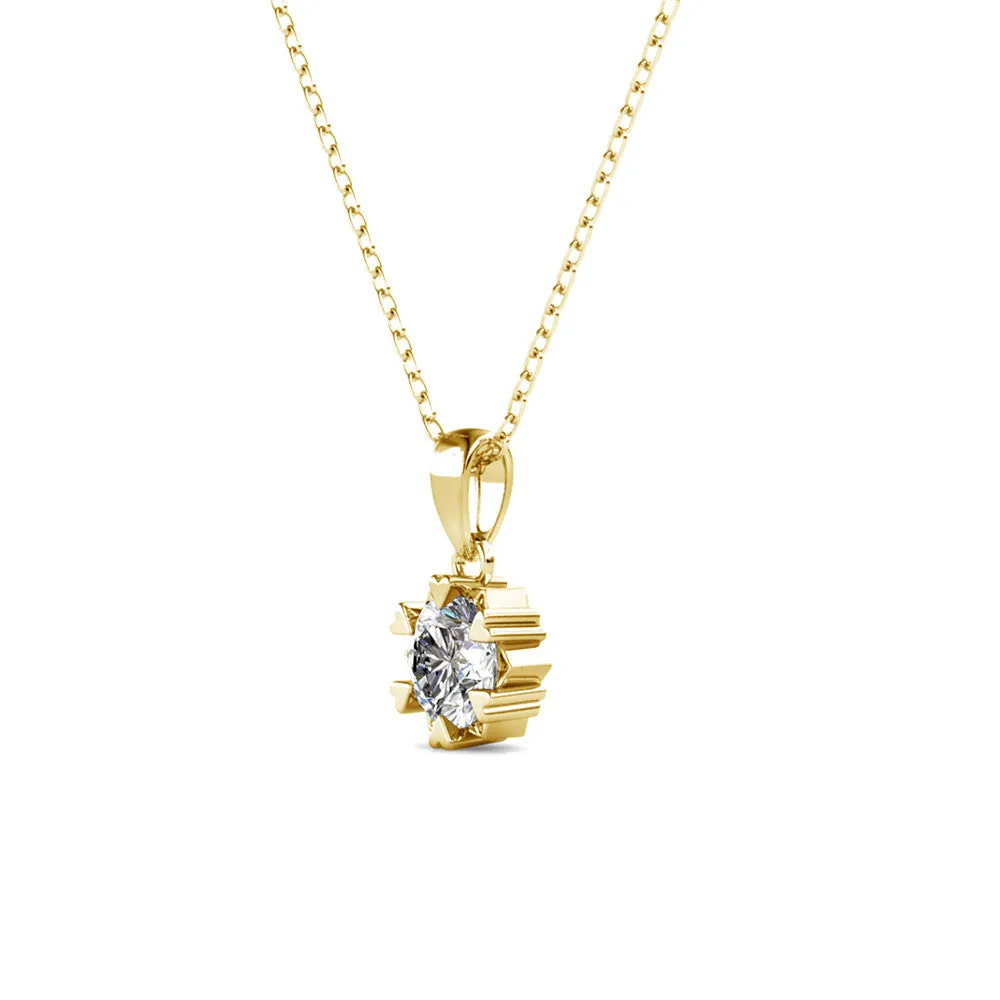 Luxe Swarovski Schmuck Maggie Halskette mit Anhänger aus 18 Karat Weißgold und rund geschliffenem Solitär Swarovski Kristall