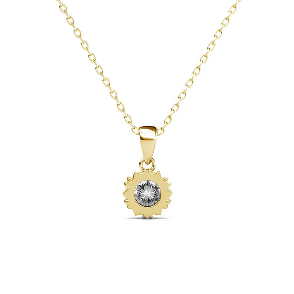 Luxe Swarovski Schmuck Maggie Halskette mit Anhänger aus 18 Karat Weißgold und rund geschliffenem Solitär Swarovski Kristall