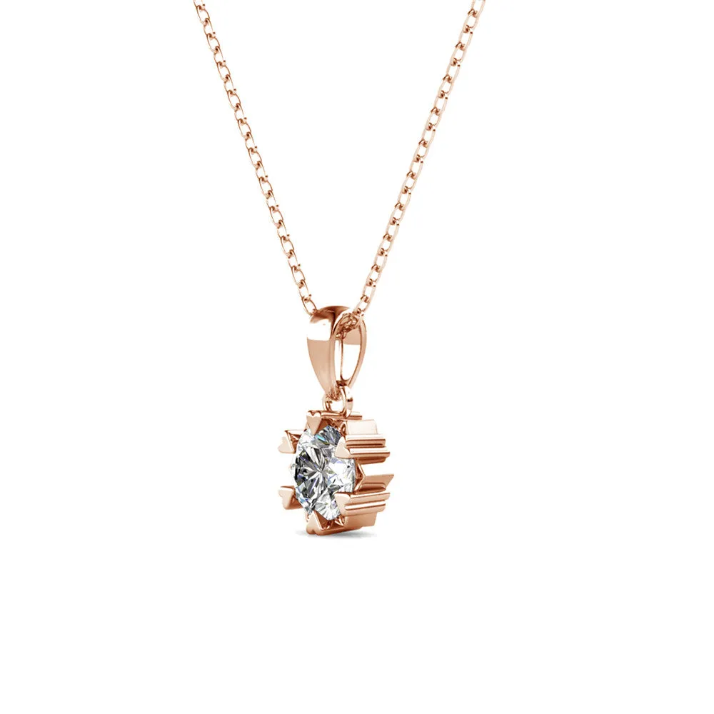 Luxe Swarovski Schmuck Maggie Halskette mit Anhänger aus 18 Karat Weißgold und rund geschliffenem Solitär Swarovski Kristall