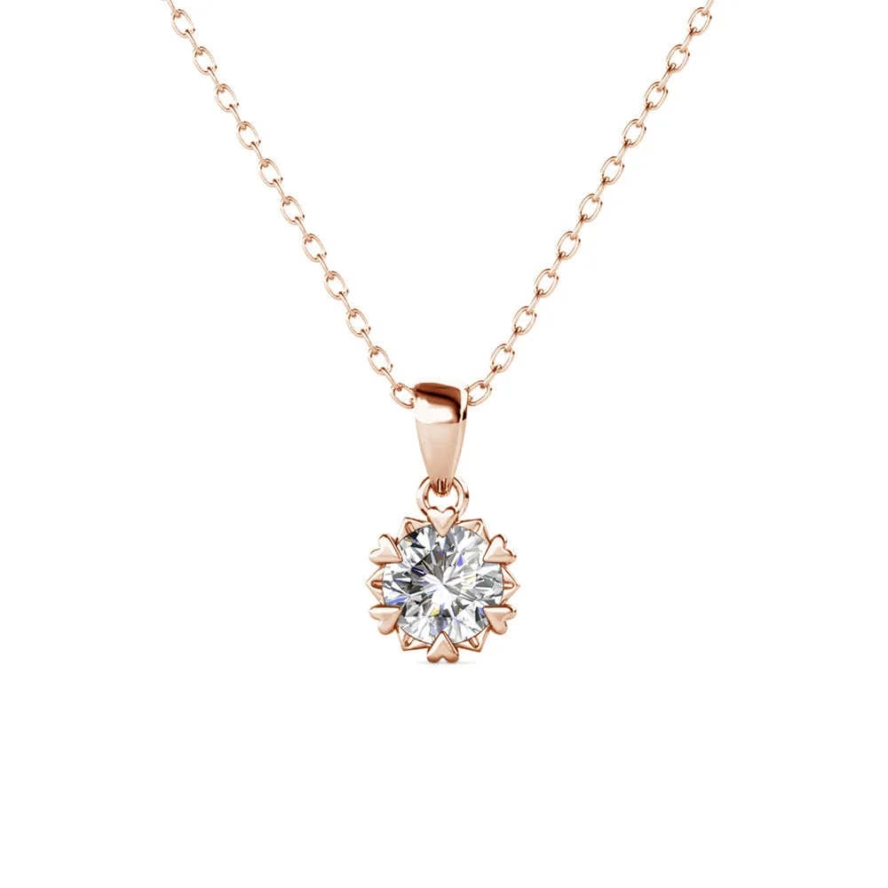 Luxe Swarovski Schmuck Maggie Halskette mit Anhänger aus 18 Karat Weißgold und rund geschliffenem Solitär Swarovski Kristall