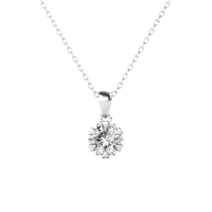 Luxe Swarovski Schmuck Maggie Halskette mit Anhänger aus 18 Karat Weißgold und rund geschliffenem Solitär Swarovski Kristall