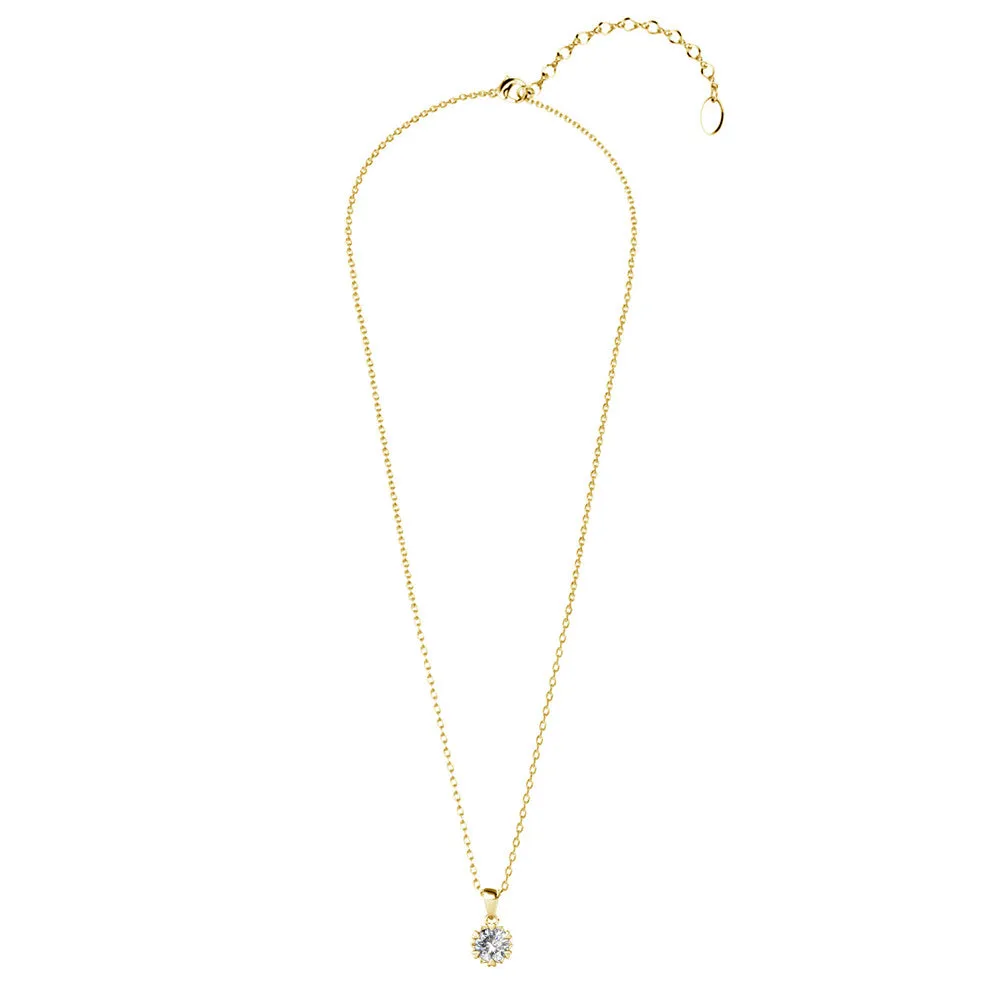 Luxe Swarovski Schmuck Maggie Halskette mit Anhänger aus 18 Karat Weißgold und rund geschliffenem Solitär Swarovski Kristall