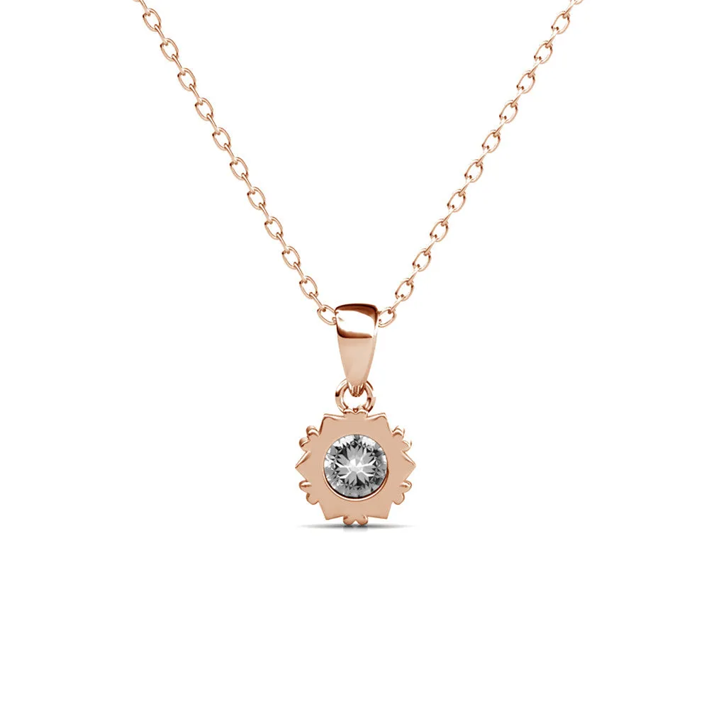 Luxe Swarovski Schmuck Maggie Halskette mit Anhänger aus 18 Karat Weißgold und rund geschliffenem Solitär Swarovski Kristall
