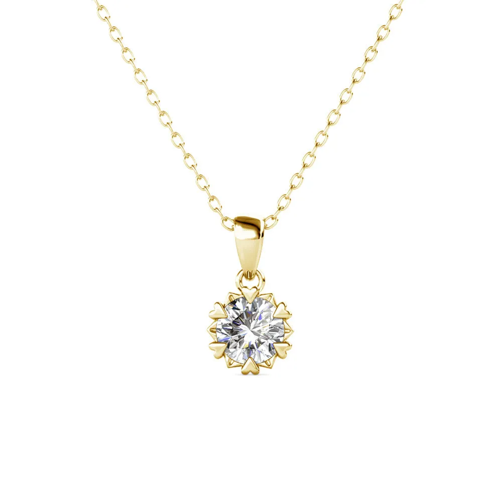 Luxe Swarovski Schmuck Maggie Halskette mit Anhänger aus 18 Karat Weißgold und rund geschliffenem Solitär Swarovski Kristall