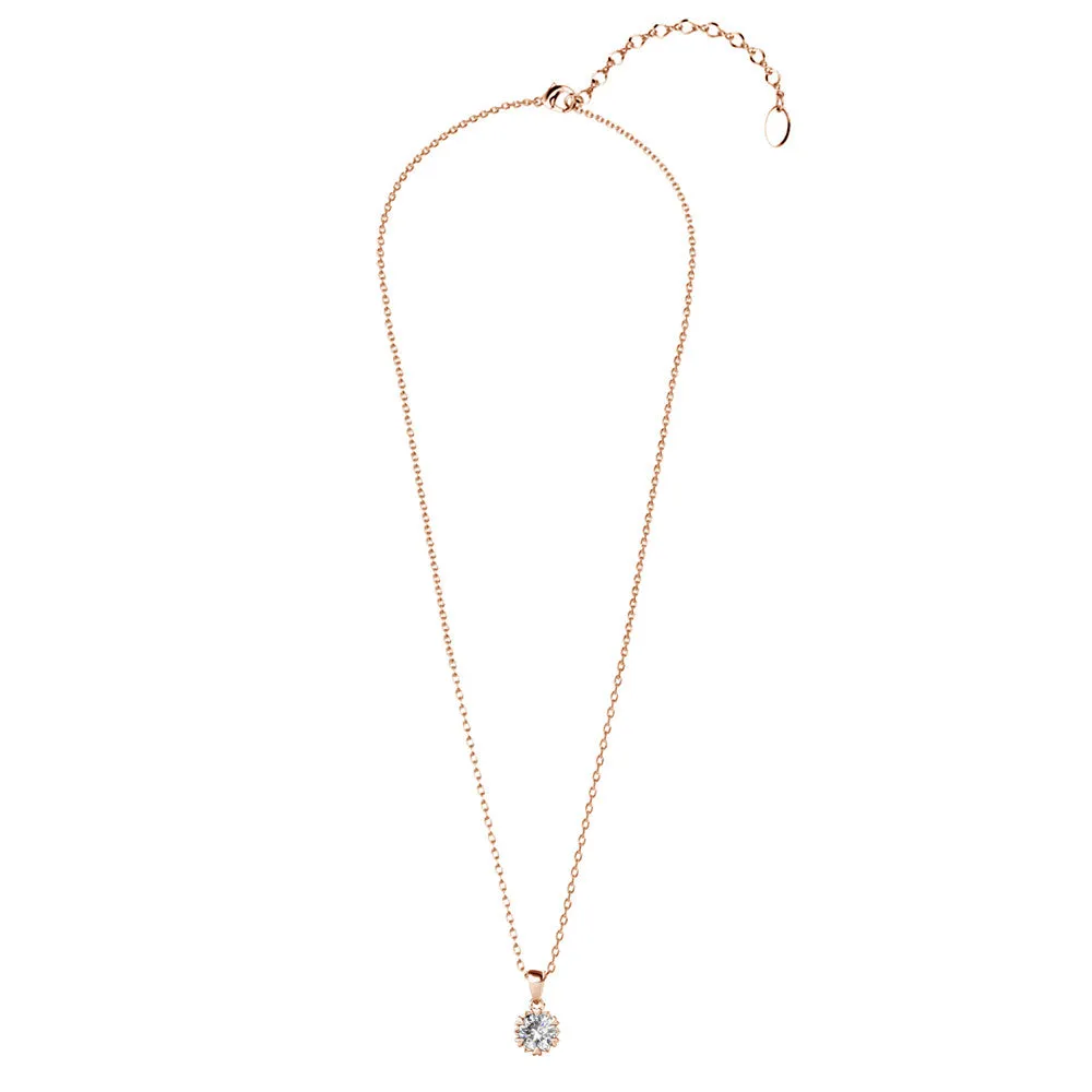 Luxe Swarovski Schmuck Maggie Halskette mit Anhänger aus 18 Karat Weißgold und rund geschliffenem Solitär Swarovski Kristall