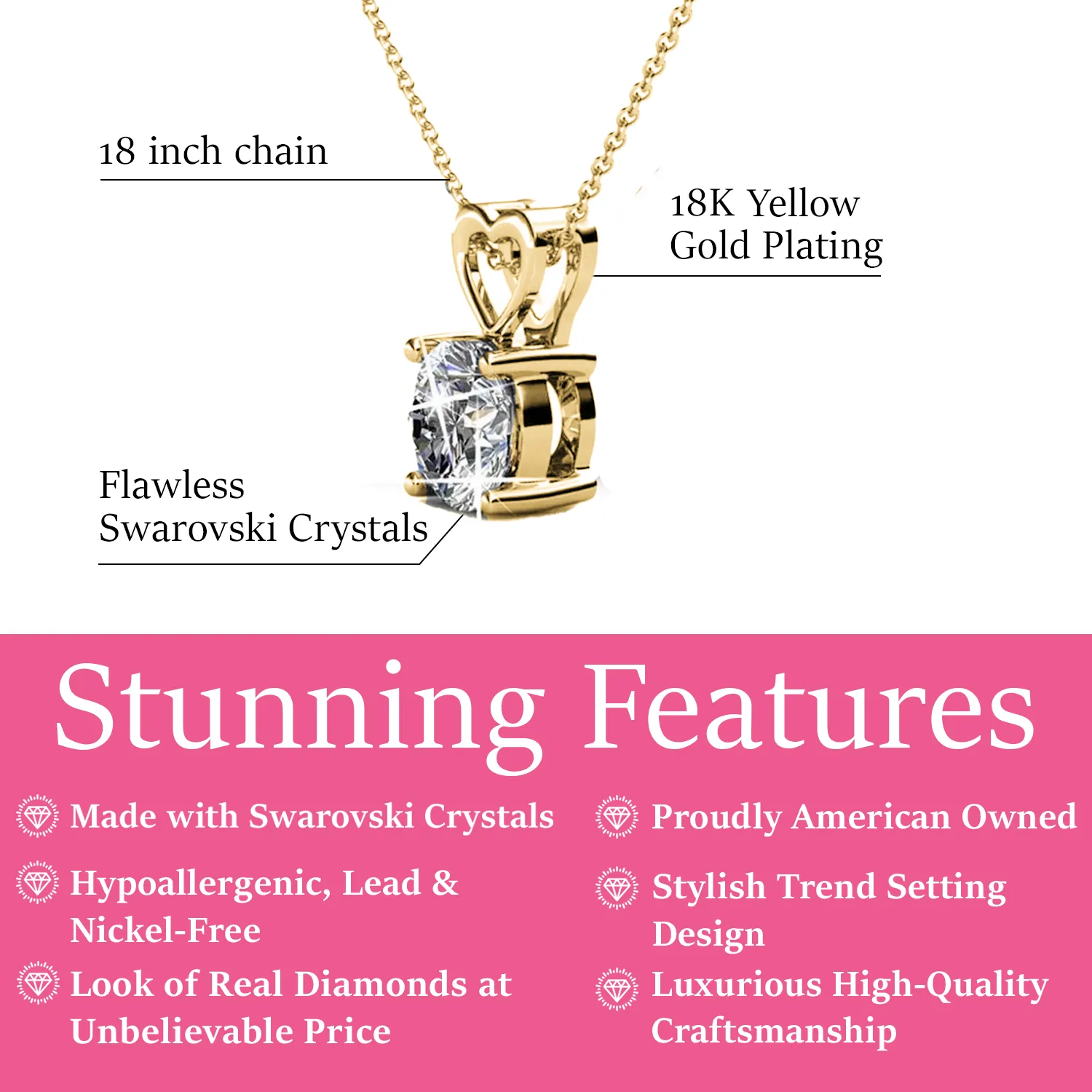 Luxus Swarovski Schmuck Marian 18k Weißgold vergoldetes Herz-Anhänger Halskette mit Swarovski Kristall