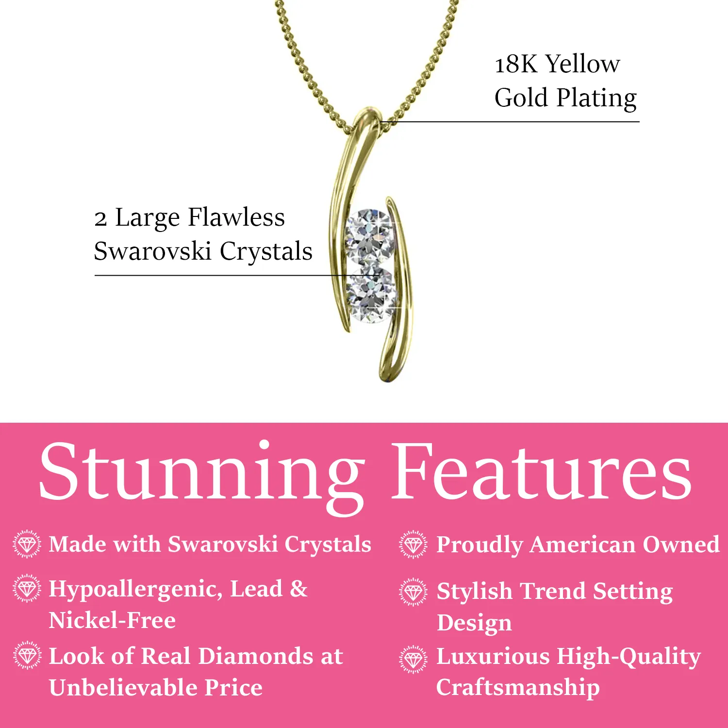 Luxus Swarovski Schmuck McKenna Halskette mit Anhänger aus 18 Karat Weißgold und Swarovski Kristallen