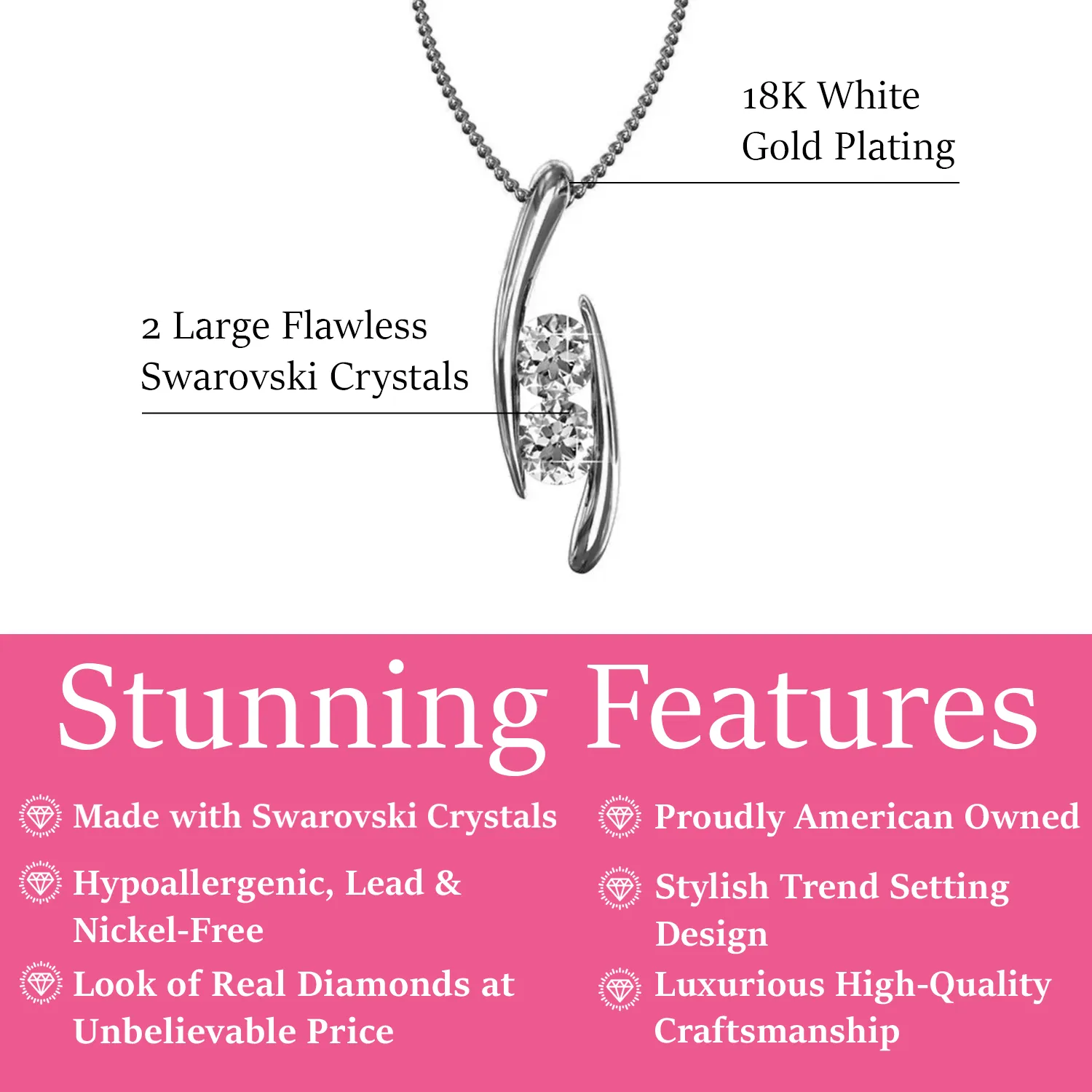 Luxus Swarovski Schmuck McKenna Halskette mit Anhänger aus 18 Karat Weißgold und Swarovski Kristallen
