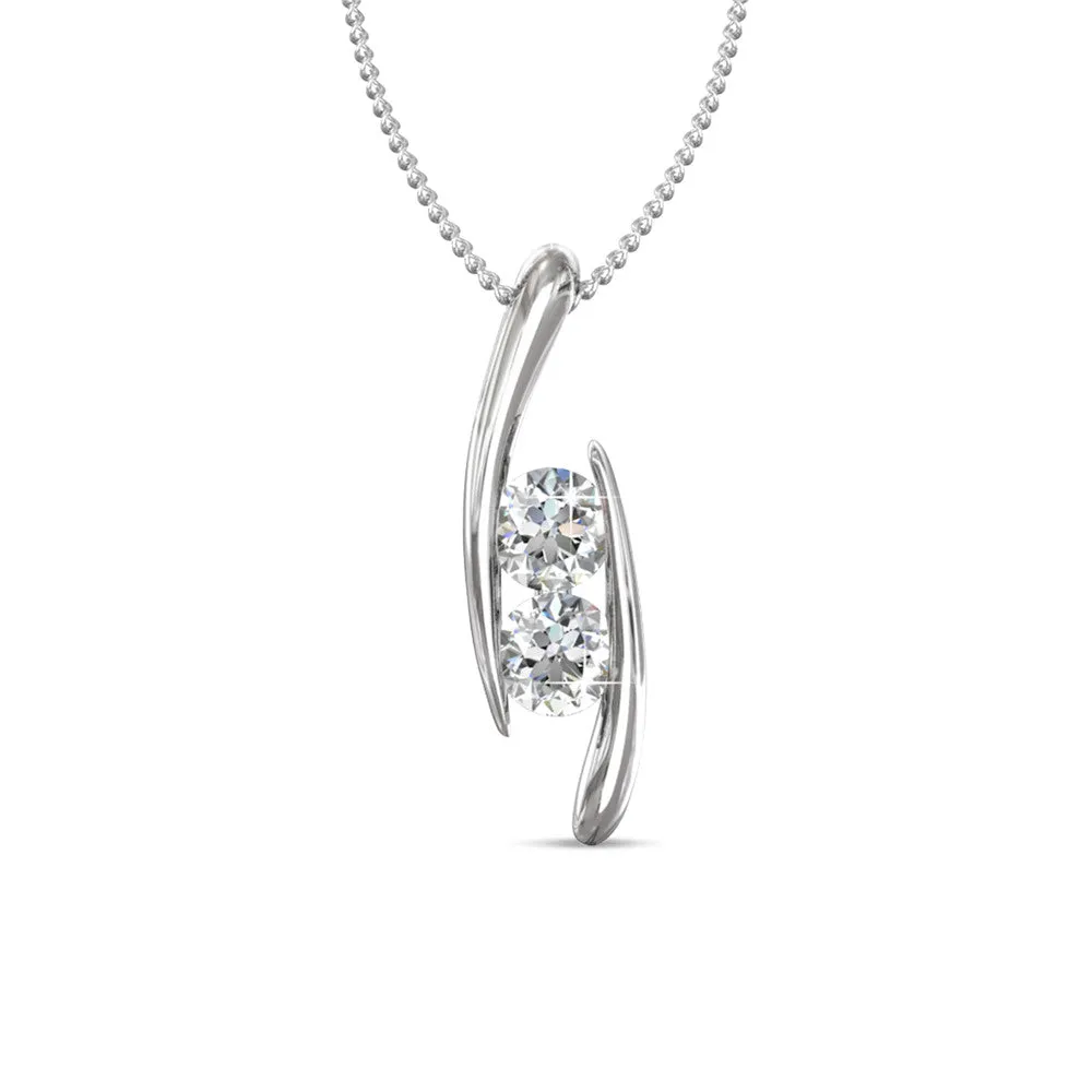 Luxus Swarovski Schmuck McKenna Halskette mit Anhänger aus 18 Karat Weißgold und Swarovski Kristallen