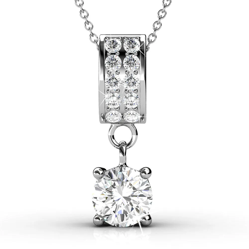 Luxus Swarovski Schmuck Monroe 18 Karat Weißgold Anhänger Halskette mit runden Swarovski Kristallen