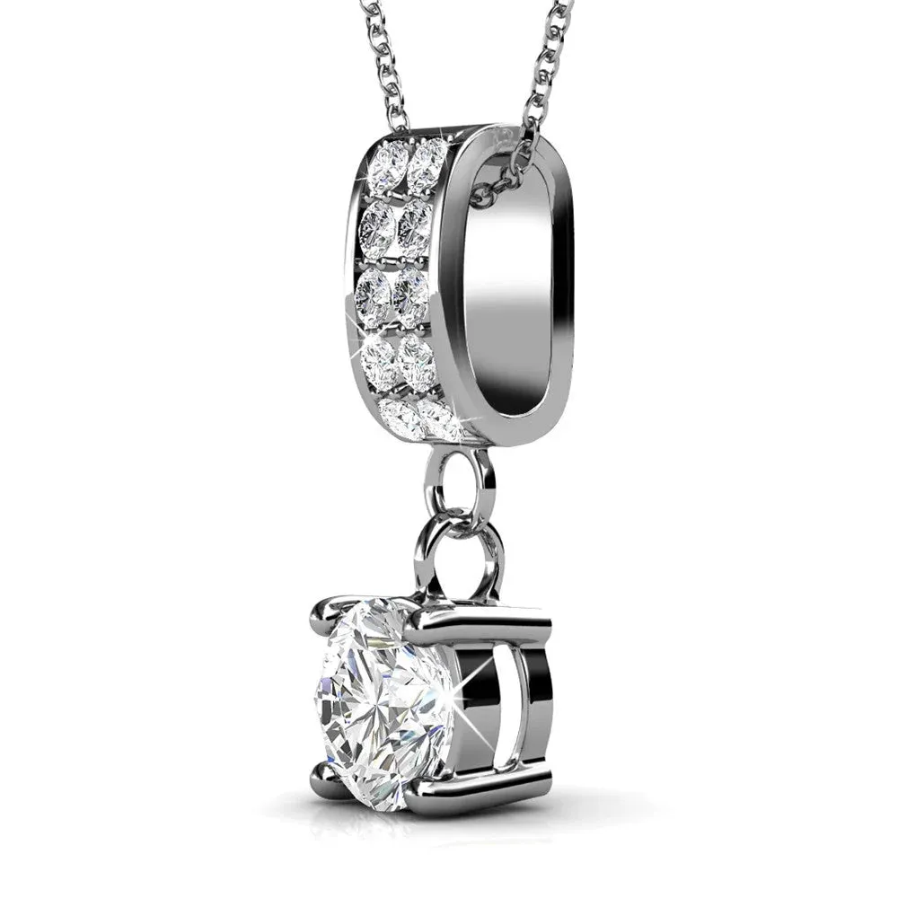 Luxus Swarovski Schmuck Monroe 18 Karat Weißgold Anhänger Halskette mit runden Swarovski Kristallen