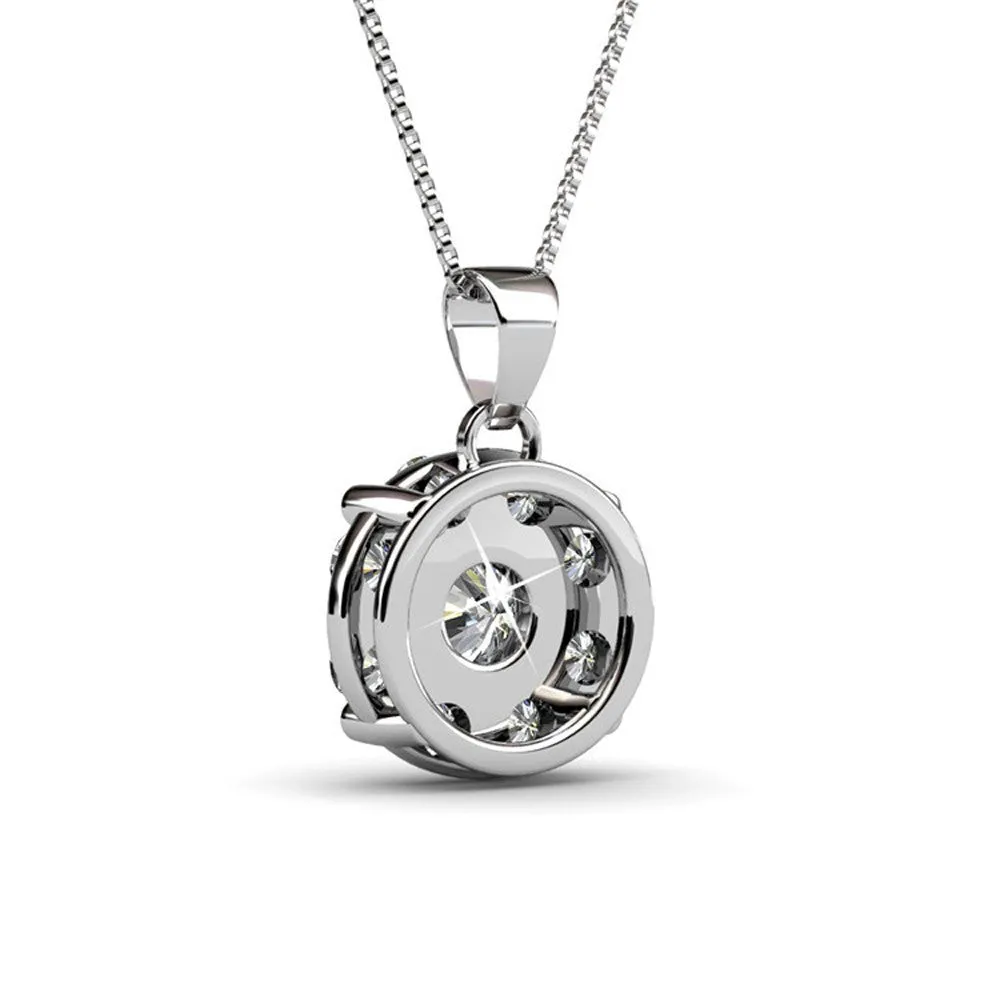 Luxus Swarovski Schmuck Ruth 18k Weißgold beschichtetes Silber Anhänger Halskette mit Swarovski Kristallen