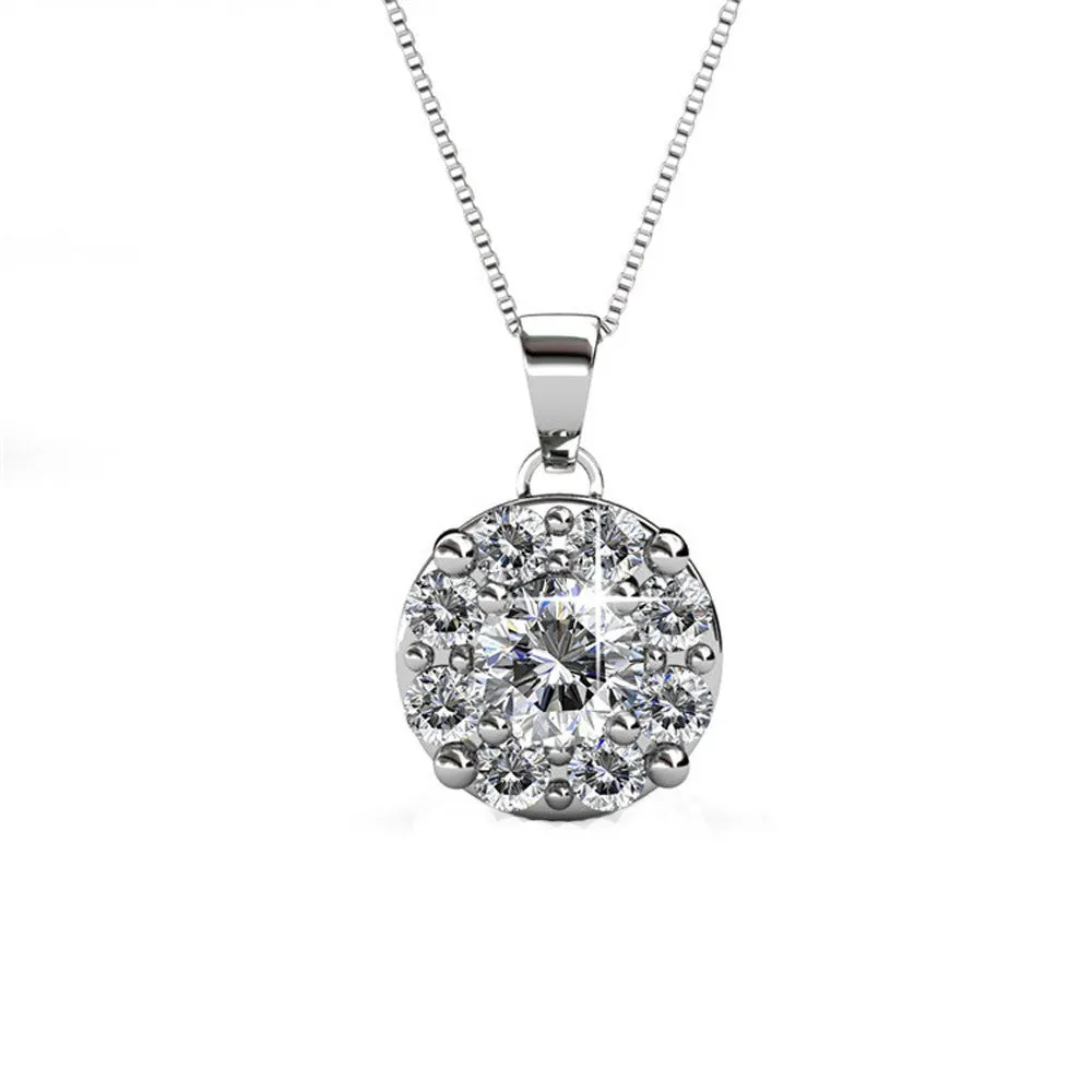 Luxus Swarovski Schmuck Ruth 18k Weißgold beschichtetes Silber Anhänger Halskette mit Swarovski Kristallen