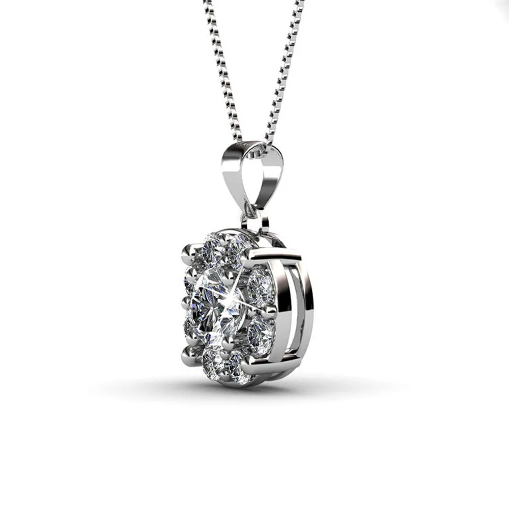 Luxus Swarovski Schmuck Ruth 18k Weißgold beschichtetes Silber Anhänger Halskette mit Swarovski Kristallen