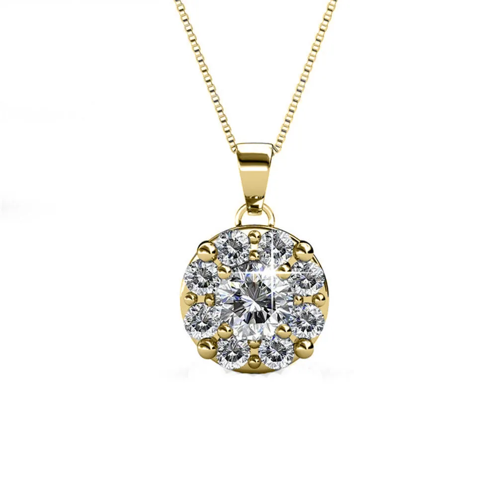 Luxus Swarovski Schmuck Ruth 18k Weißgold beschichtetes Silber Anhänger Halskette mit Swarovski Kristallen