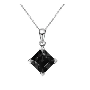 Luxus Swarovski Schmuck Samantha Halskette mit Anhänger aus 18 Karat Weißgold und schwarzem Swarovski Kristall