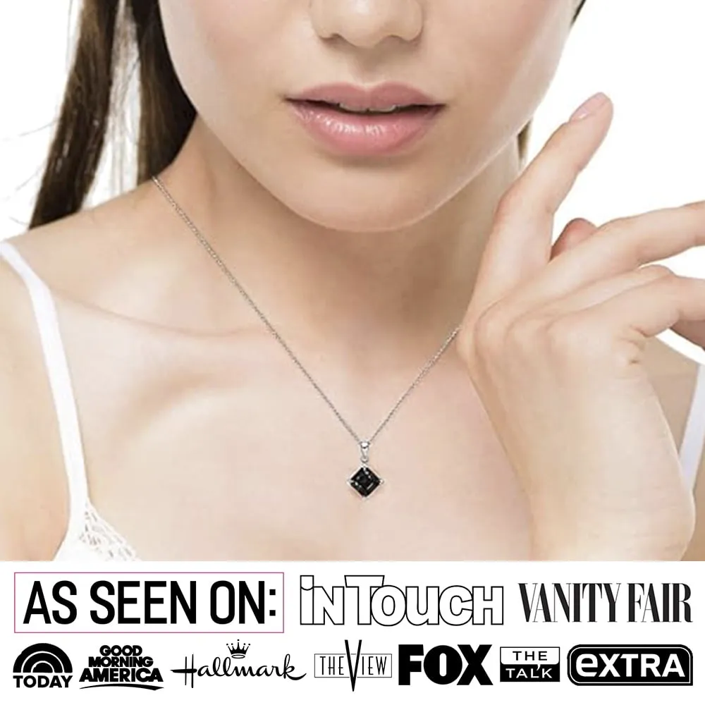 Luxus Swarovski Schmuck Samantha Halskette mit Anhänger aus 18 Karat Weißgold und schwarzem Swarovski Kristall