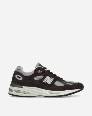 Hergestellt in UK 991v2 Sneakers Lakritze / Lavendelgrau / Douglasie