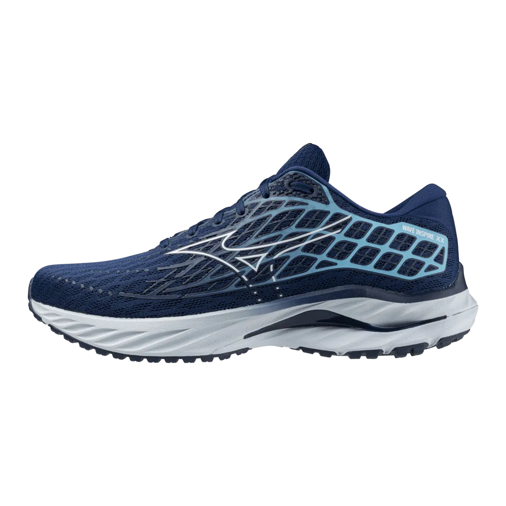 Mizuno Herren Wave Inspire 20 Laufschuhe in Estate Blau/ Weiß/ River Blau AW24