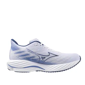 Mizuno Damen Wave Rider 28 Laufschuhe in Weiß/Mugen Blau/Fluss Blau AW24